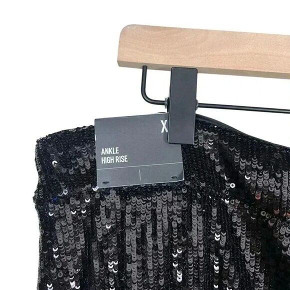 Express NWT Black High Rise Sequin Ankle Pants Size 16 - Picture 3 of 5